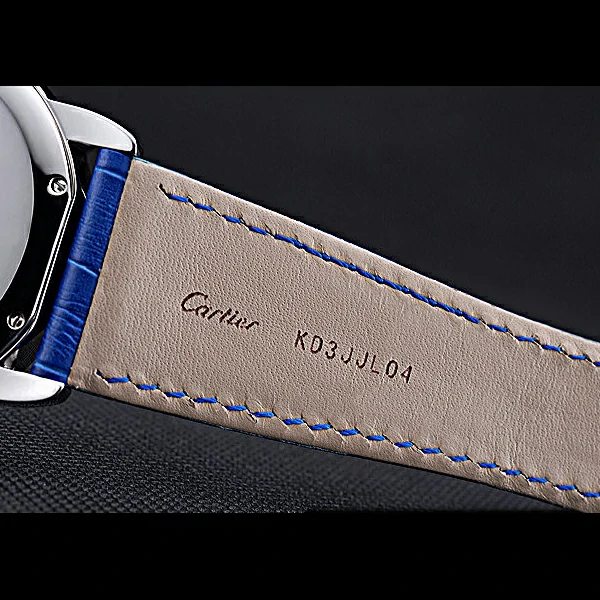 Cartier Ronde Solo Stainless Steel Diamond Case Blue Dial Roman Numerals new60094
