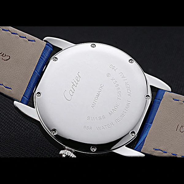 Cartier Ronde Solo Stainless Steel Diamond Case Blue Dial Roman Numerals new60094