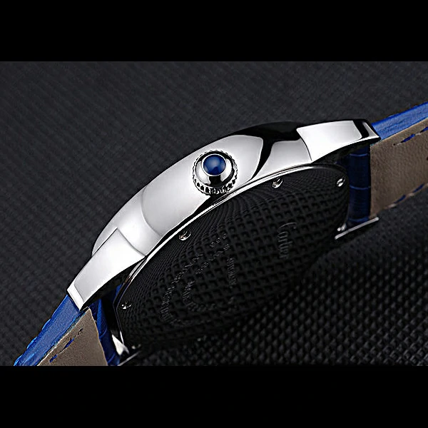 Cartier Ronde Solo Stainless Steel Diamond Case Blue Dial Roman Numerals new60094