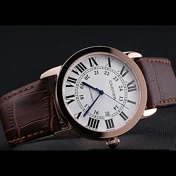Cartier Ronde Solo Gold Case White Dial Roman Numerals new60098