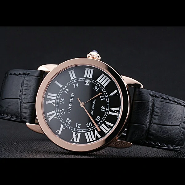 Cartier Ronde Solo Gold Case Black Dial Roman Numerals new60099