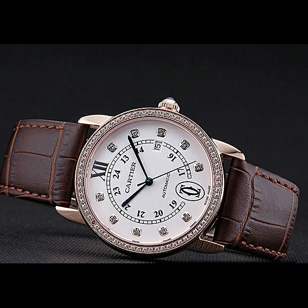 Cartier Ronde Louis Gold Diamond Case White Dial Diamond Numerals new60101