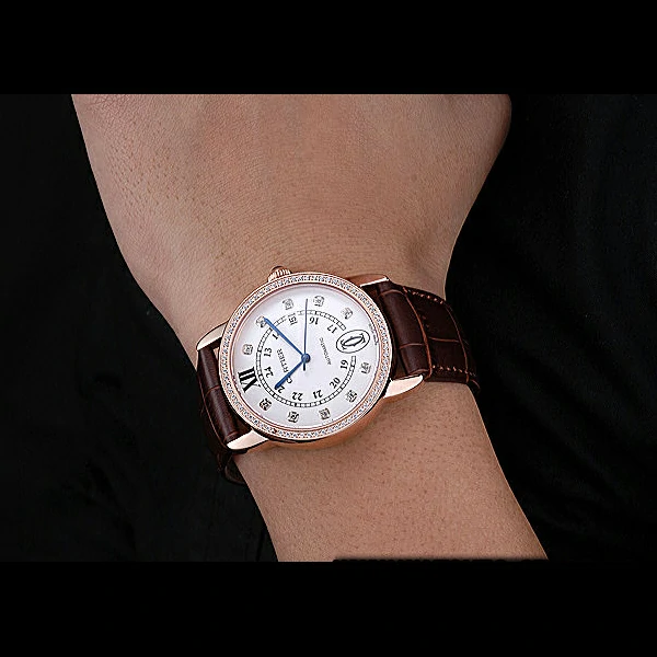 Cartier Ronde Louis Gold Diamond Case White Dial Diamond Numerals new60101