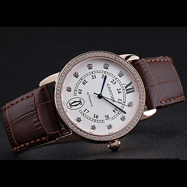 Cartier Ronde Louis Gold Diamond Case White Dial Diamond Numerals new60101