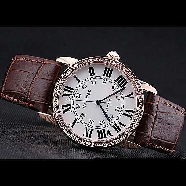Cartier Ronde Solo Gold Diamond Case White Dial Roman Numerals new60103
