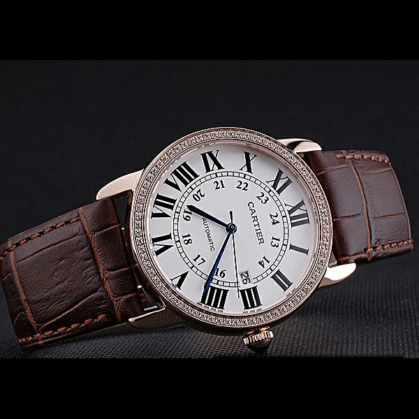 Cartier Ronde Solo Gold Diamond Case White Dial Roman Numerals new60103