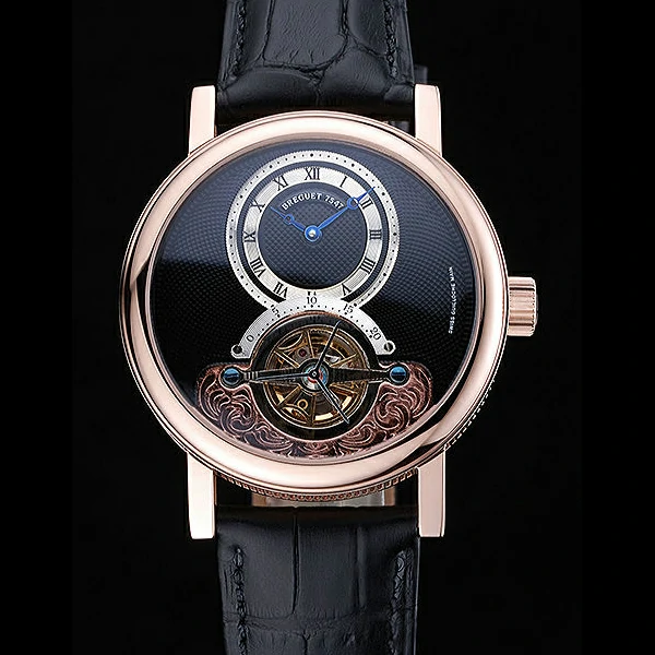 Breguet Classique Grande Complication Tourbillon Gold Case Black Dial Black Leather Strap new60108