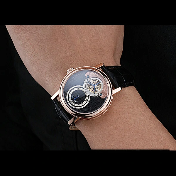 Breguet Classique Grande Complication Tourbillon Gold Case Black Dial Black Leather Strap new60108