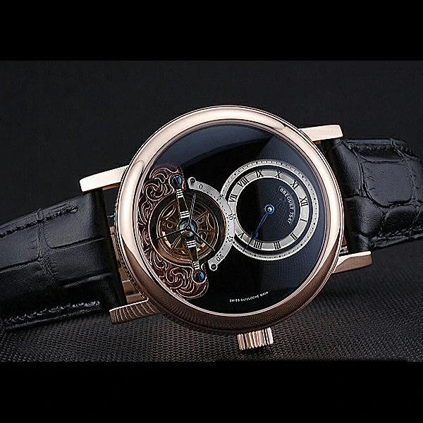 Breguet Classique Grande Complication Tourbillon Gold Case Black Dial Black Leather Strap new60108