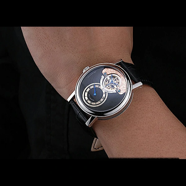 Breguet Classique Grande Complication Tourbillon Silver Case Black Dial Black Leather Strap new60109