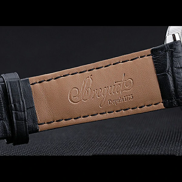 Breguet Classique Grande Complication Tourbillon Silver Case Black Dial Black Leather Strap new60109