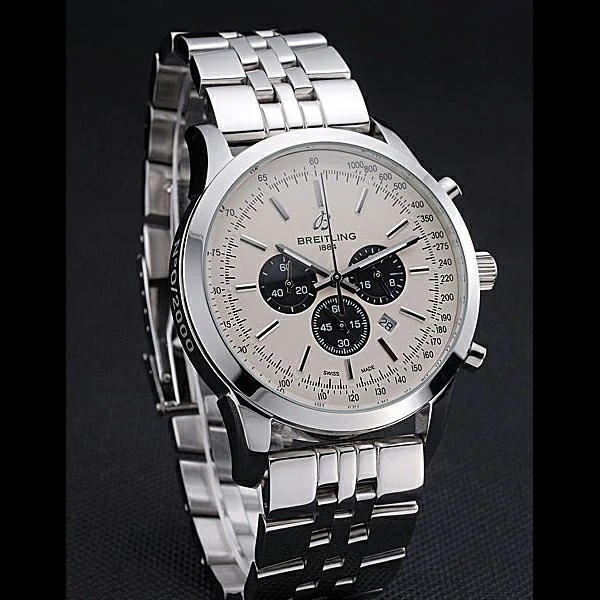 Breitling Transocean Chronograph White Dial Stainless Steel Case And Bracelet new60121