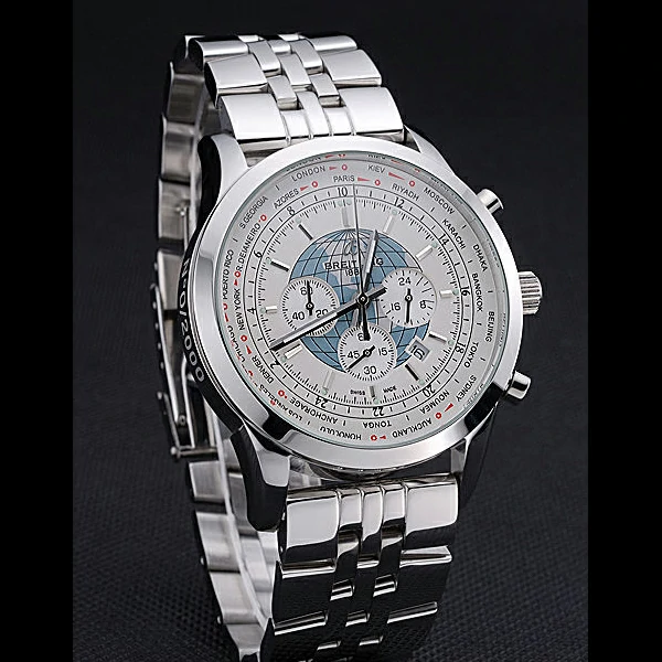 Breitling Transocean Chronograph Unitime White Dial Stainless Steel Case And Bracelet new60122