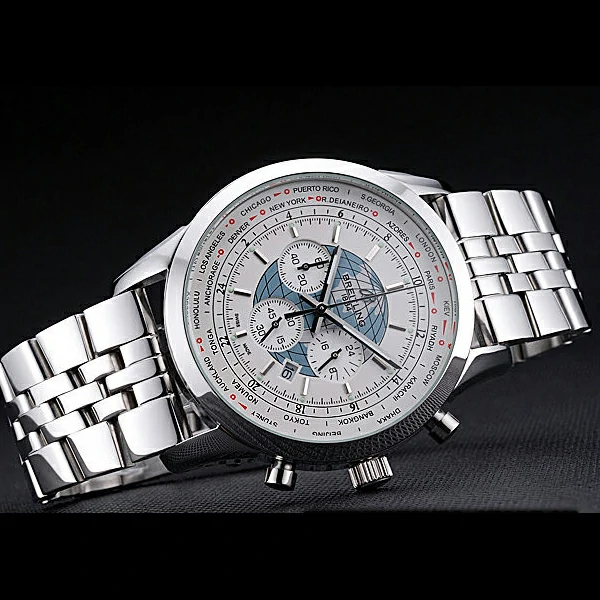 Breitling Transocean Chronograph Unitime White Dial Stainless Steel Case And Bracelet new60122