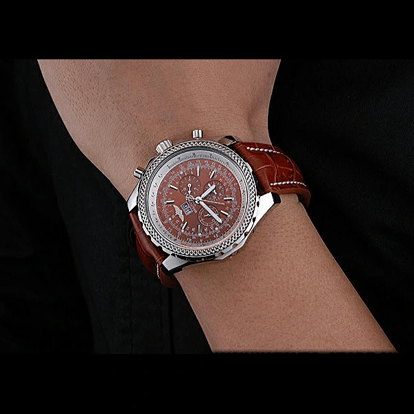 Breitling Bentley 6.75 Speed Bronze Dial Stainless Steel Case Brown Leather Bracelet new60123