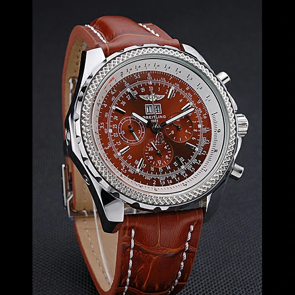 Breitling Bentley 6.75 Speed Bronze Dial Stainless Steel Case Brown Leather Bracelet new60123