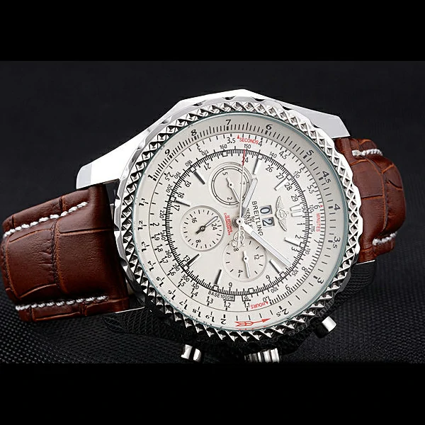 Breitling Bentley 6.75 Speed White Dial Stainless Steel Case Brown Leather Bracelet new60125