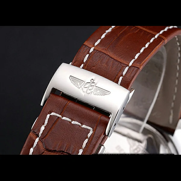 Breitling Bentley 6.75 Speed White Dial Stainless Steel Case Brown Leather Bracelet new60125