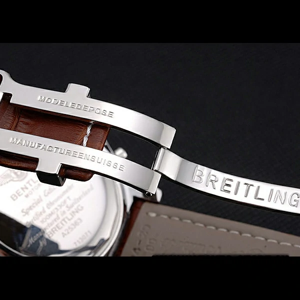 Breitling Bentley 6.75 Speed White Dial Stainless Steel Case Brown Leather Bracelet new60125