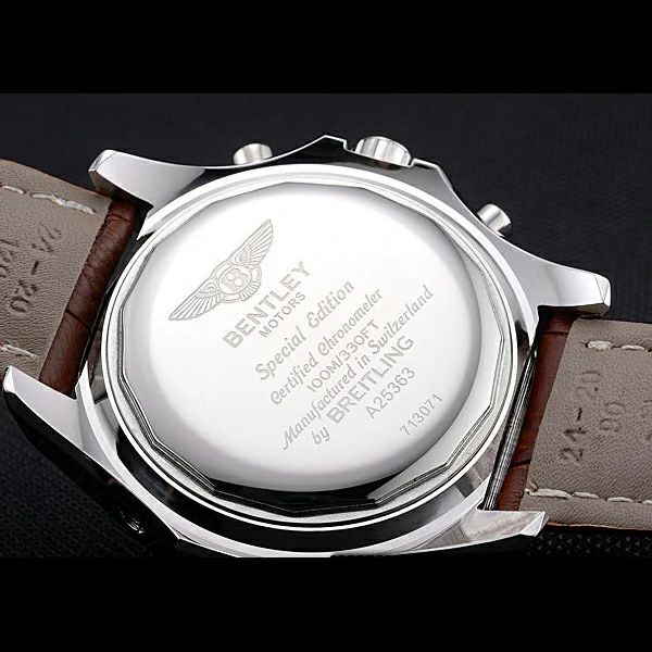 Breitling Bentley 6.75 Speed White Dial Stainless Steel Case Brown Leather Bracelet new60125