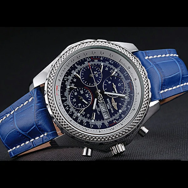 Breitling Bentley GT Racing Blue Dial Stainless Steel Case Blue Leather Bracelet new60127
