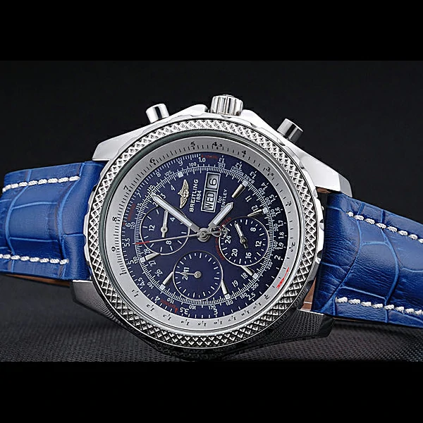 Breitling Bentley GT Racing Blue Dial Stainless Steel Case Blue Leather Bracelet new60127