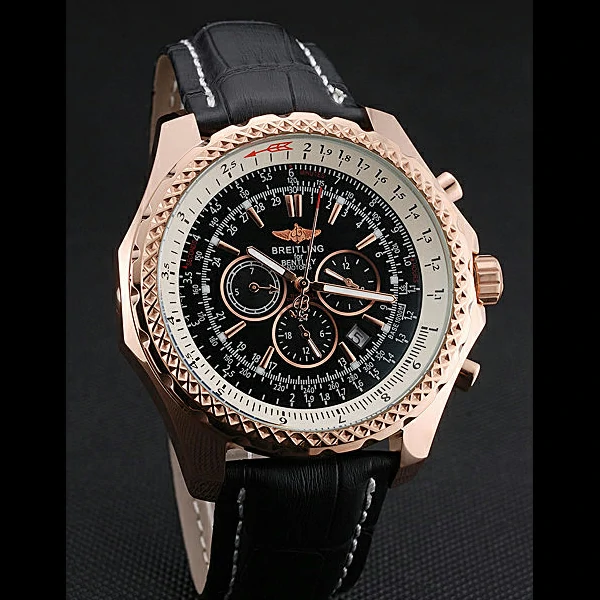 Breitling Bentley Motors Speed Gold Case Black Dial Black Leather Bracelet new60128