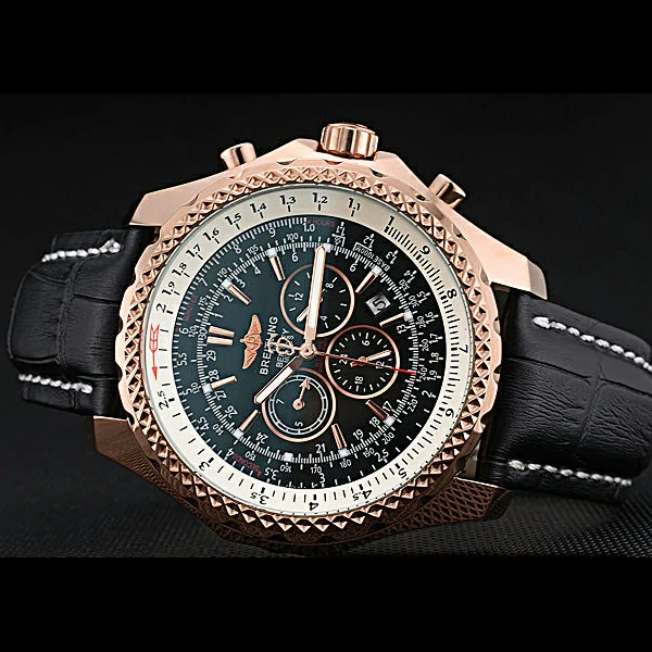 Breitling Bentley Motors Speed Gold Case Black Dial Black Leather Bracelet new60128