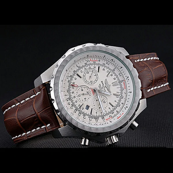 Breitling Bentley Motors T Stainless Steel Case White Dial Brown Leather Bracelet new60130