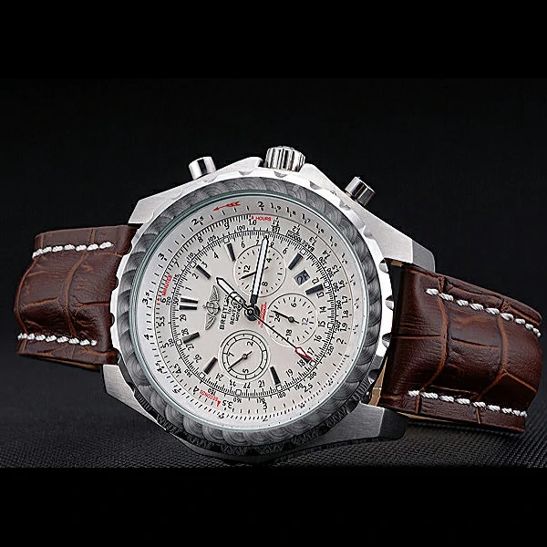 Breitling Bentley Motors T Stainless Steel Case White Dial Brown Leather Bracelet new60130