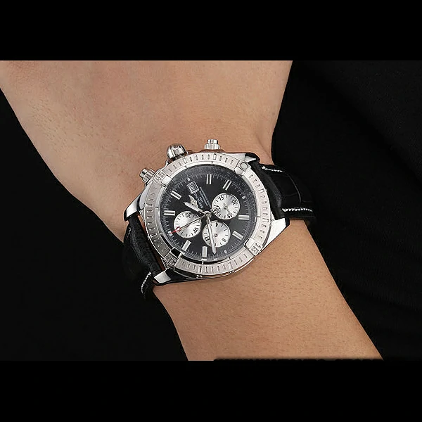 Breitling Chronomat 13 Stainless Steel Case Blue Dial Blue Leather Bracelet new60133
