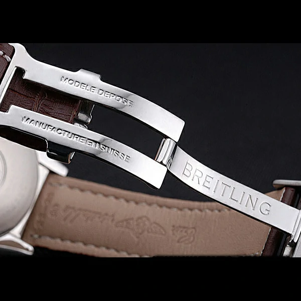 Breitling Chronomat 13 Stainless Steel Case White Dial Arabic Numerals Brown Leather Bracelet new60134