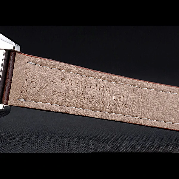 Breitling Chronomat 13 Stainless Steel Case White Dial Brown Leather Bracelet new60135