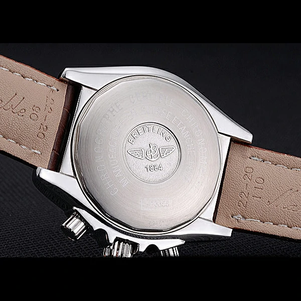 Breitling Chronomat 13 Stainless Steel Case White Dial Brown Leather Bracelet new60135