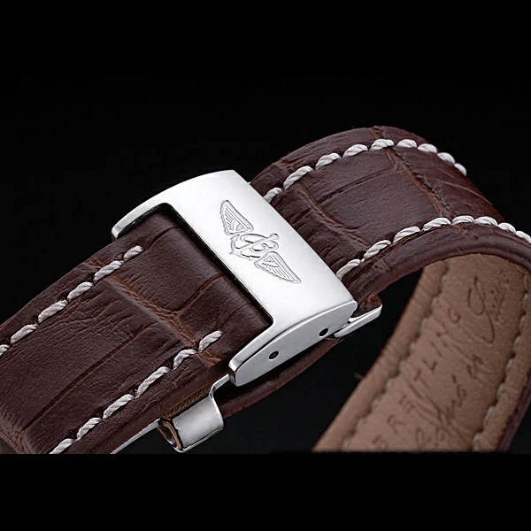 Breitling Chronomat 13 Stainless Steel Case White Dial Brown Leather Bracelet new60135