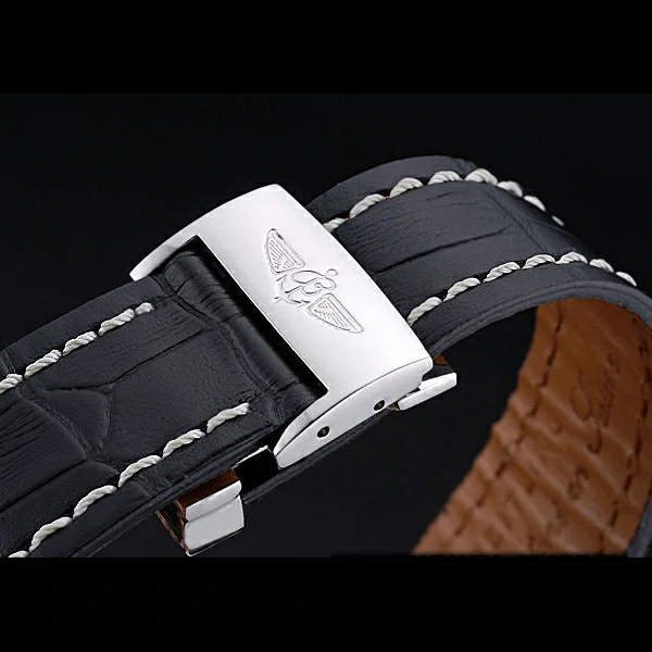 Breitling Transocean Chronograph Unitime Black Dial Stainless Steel Case Black Leather Bracelet new60138