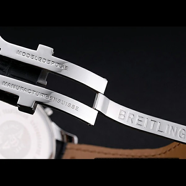 Breitling Transocean Chronograph Unitime Black Dial Stainless Steel Case Black Leather Bracelet new60138
