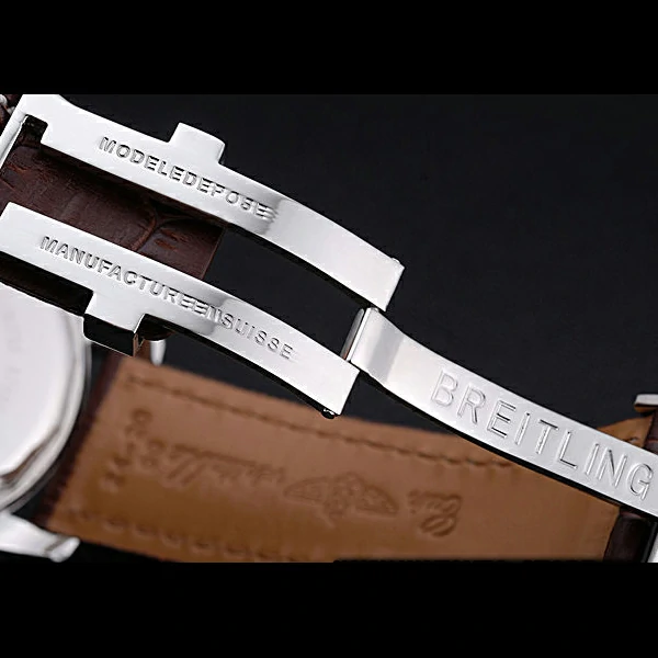 Breitling Transocean Chronograph White Dial Stainless Steel Case Brown Leather Bracelet new60139