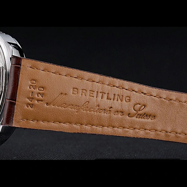Breitling Transocean Chronograph White Dial Stainless Steel Case Brown Leather Bracelet new60139