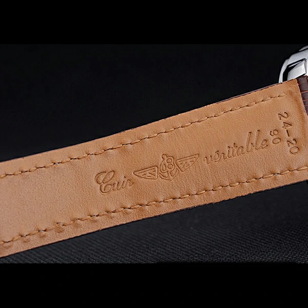 Breitling Transocean Chronograph Unitime White Dial Stainless Steel Case Brown Leather Bracelet new60140