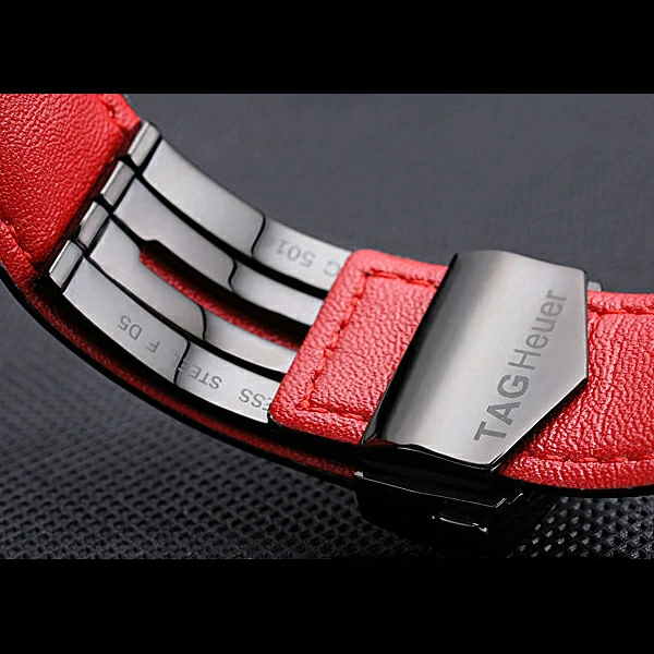 Tag Heuer Monaco Calibre 36 Blue And Red Dial Stripes Dial Black Leather Strap new60168