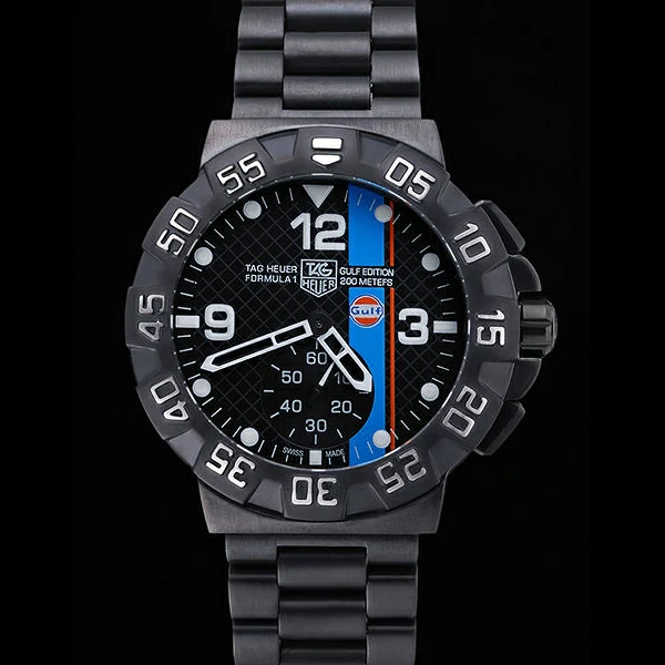 Tag Heuer Formula One Special Gulf Edition Black Dial And Blue Ion Plated Steinless Steel Brace new60184