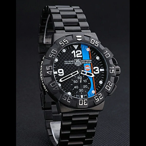 Tag Heuer Formula One Special Gulf Edition Black Dial And Blue Ion Plated Steinless Steel Brace new60184