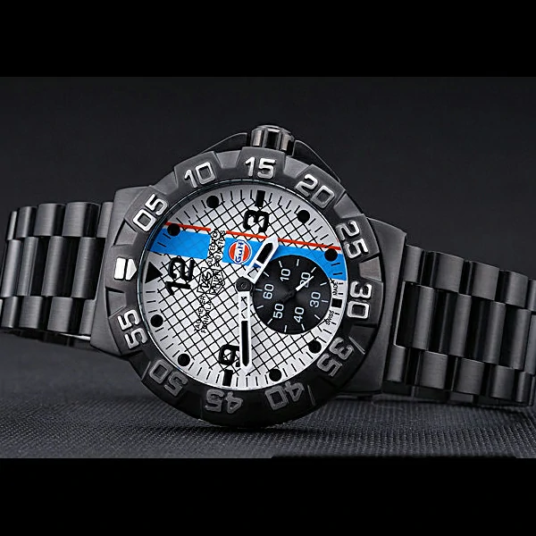 Tag Heuer Formula One Special Gulf Edition White And Blue Dial Ion Plated Steinless Steel Brace new60185