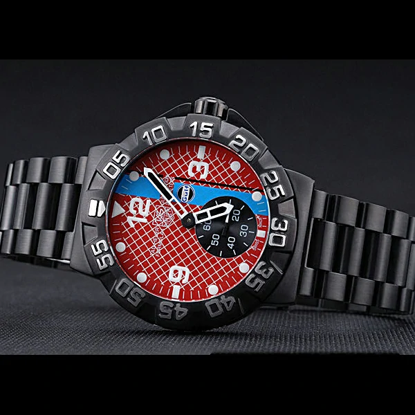 Tag Heuer Formula One Special Gulf Edition Red And Blue Dial Ion Plated Steinless Steel Bracele new60186