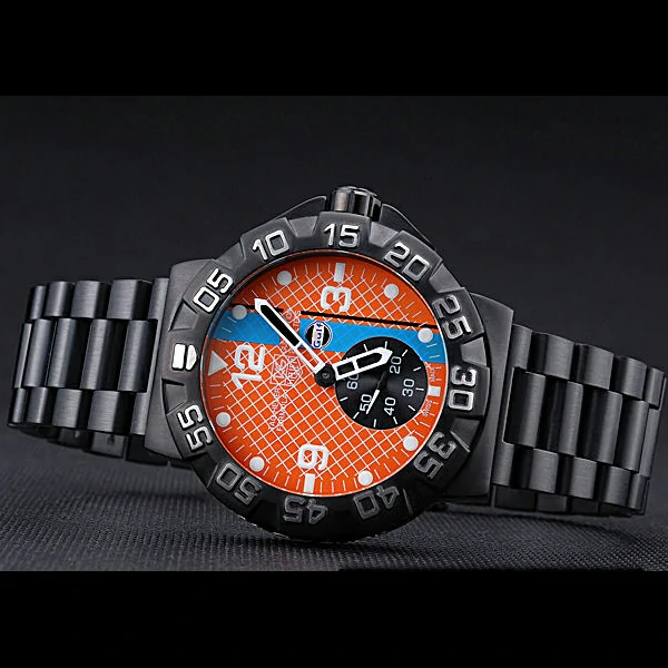 Tag Heuer Formula One Special Gulf Edition Orange And Blue Dial Ion Plated Steinless Steel new60187