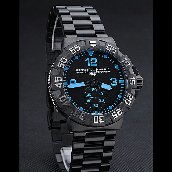 Tag Heuer Formula One Grande Date Black Dial Blue Numerals Ion Plated Steinless Steel Bracelet new60188