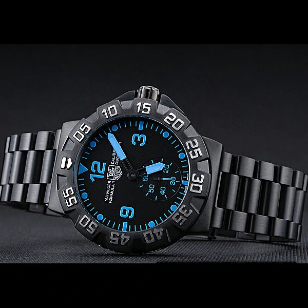 Tag Heuer Formula One Grande Date Black Dial Blue Numerals Ion Plated Steinless Steel Bracelet new60188