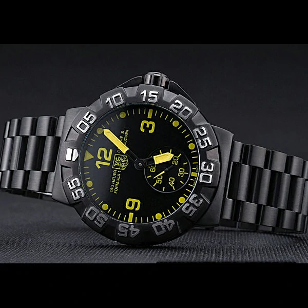 Tag Heuer Formula One Grande Date Black Dial Yellow Numerals Ion Plated Steinless Steel Bracele new60189