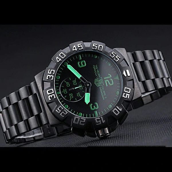Tag Heuer Formula One Grande Date Black Dial Green Numerals Ion Plated Steinless Steel Bracelet new60190